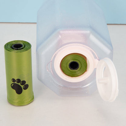 3-in-1 Portable Dog Water Bottle – Water, Food & Poop Bag Dispenser